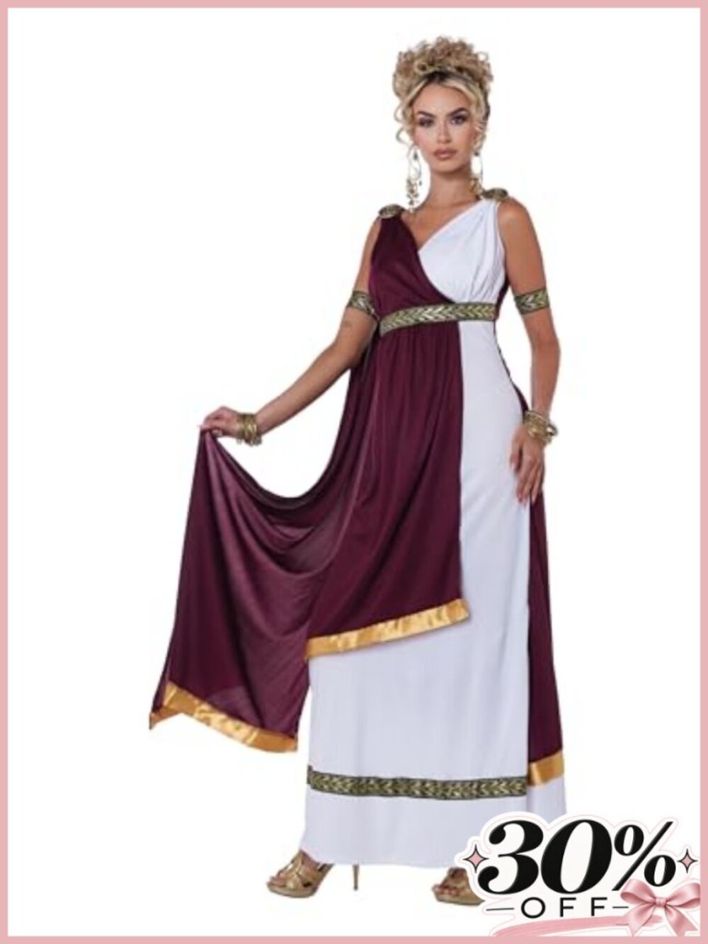 Roman Empress Halloween Costume Women's Dress with Drape